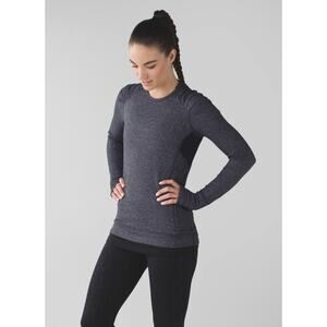 Lululemon Think Fast Long Sleeve Womens 8 Herringbone Rulu EUC